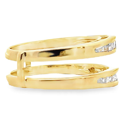 Pre-Owned 14K Yellow Gold Ring Enhancer/Ring Jacket with Baguette Diamonds