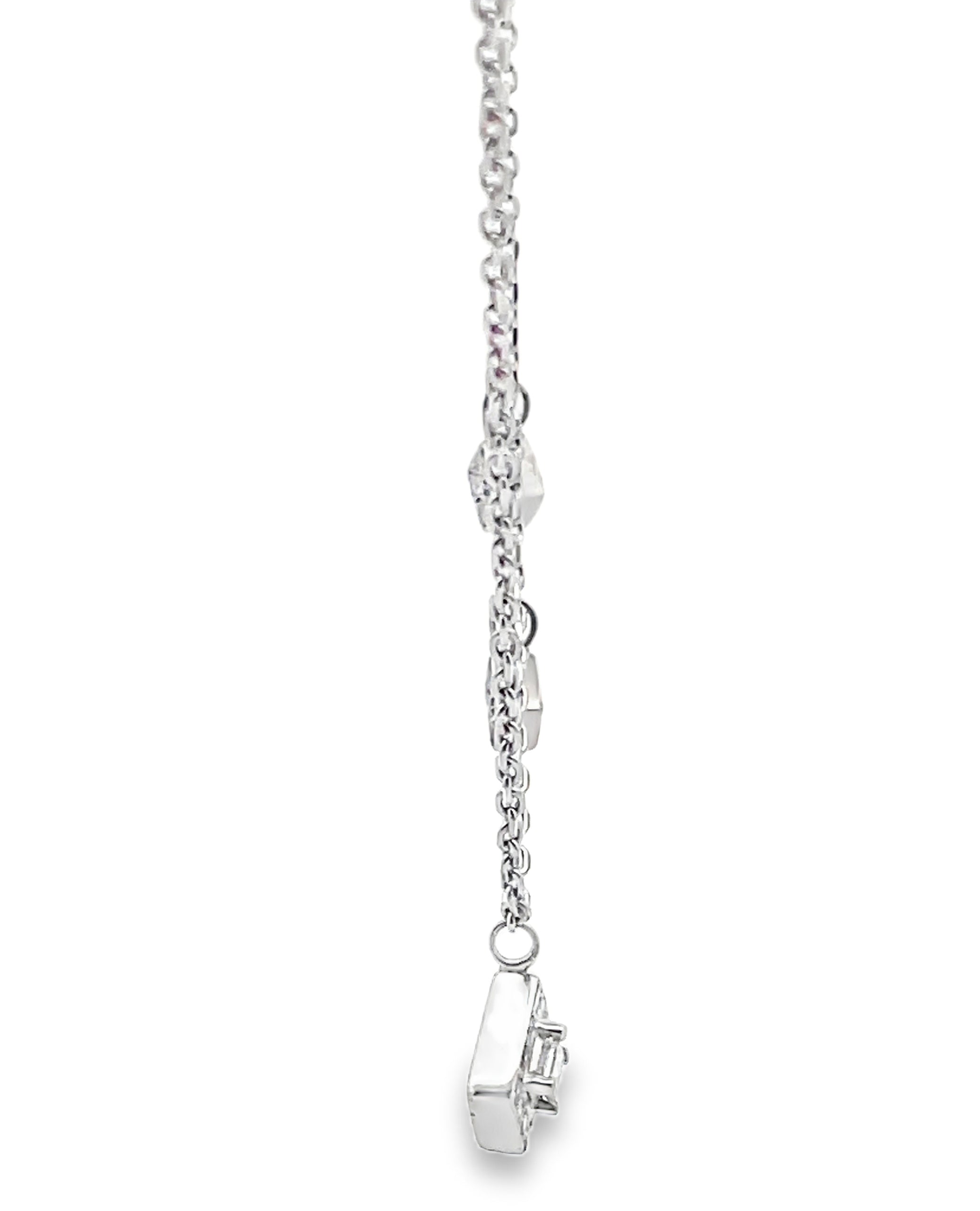 14K White Gold 0.15 Carat Diamond Necklace with 3 Affixed Diamond Shaped Pendants
