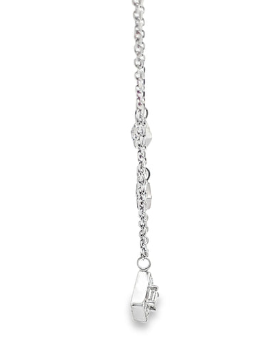 14K White Gold 0.15 Carat Diamond Necklace with 3 Affixed Diamond Shaped Pendants