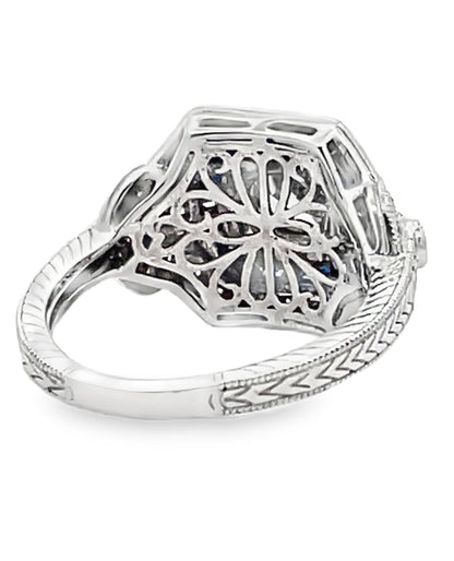 Platinum Sapphire and Diamond Art Deco Ring