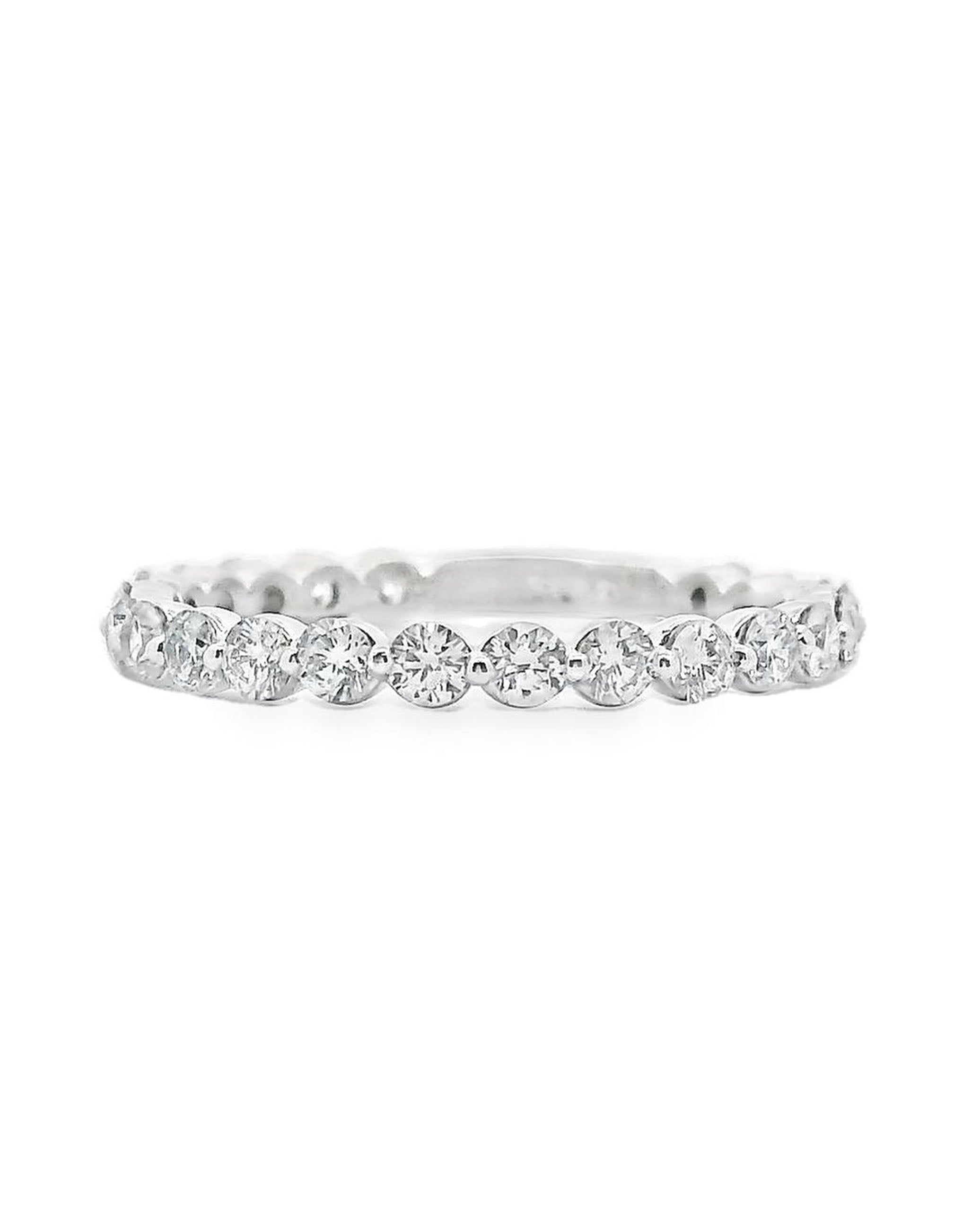 14K White Gold Single Shared Prong Diamonds- Size 6