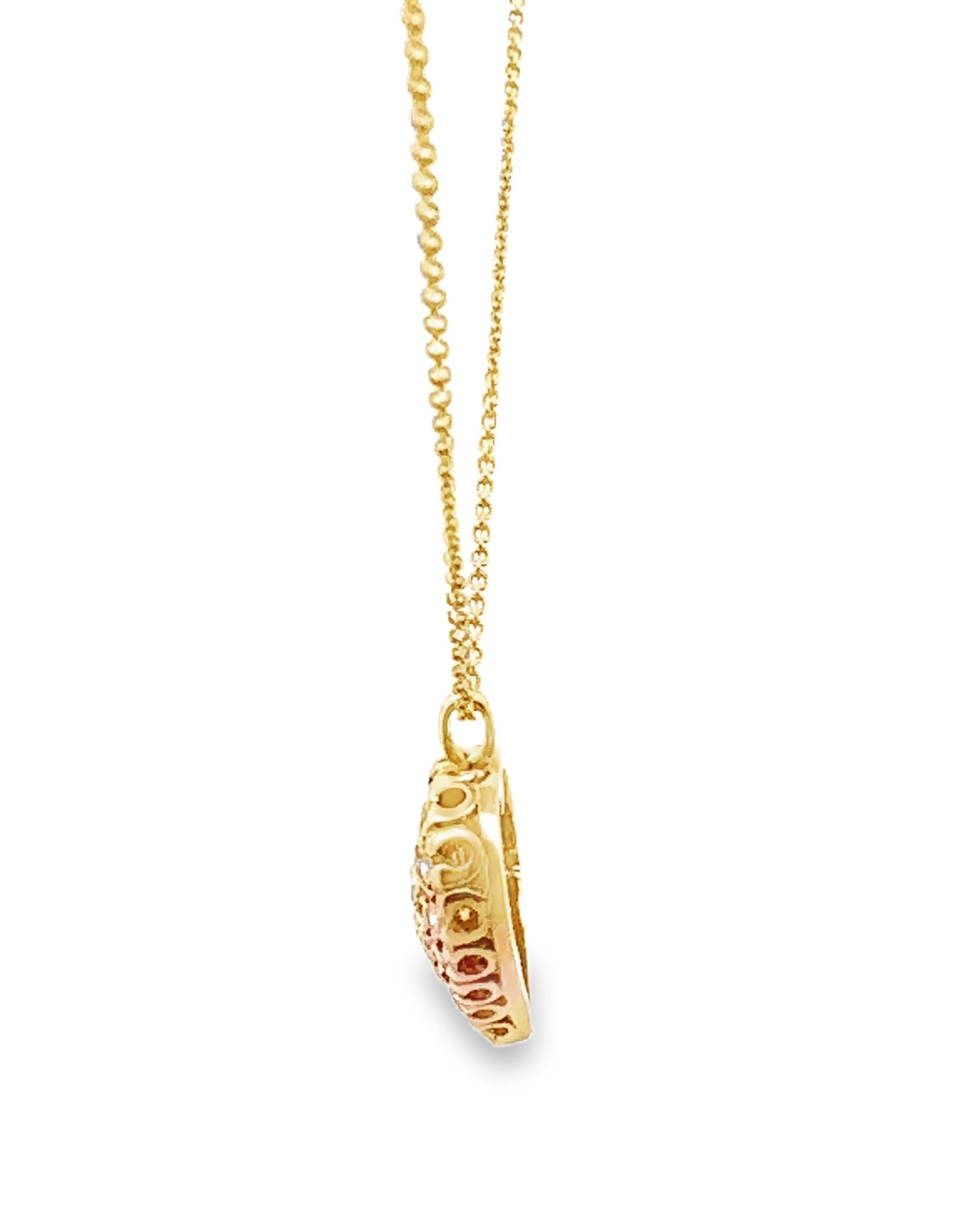 Pave Heart Pendant Necklace with Round Diamonds in 14K Yellow Gold