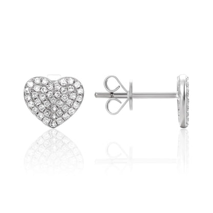 14K White Gold Heart Earrings