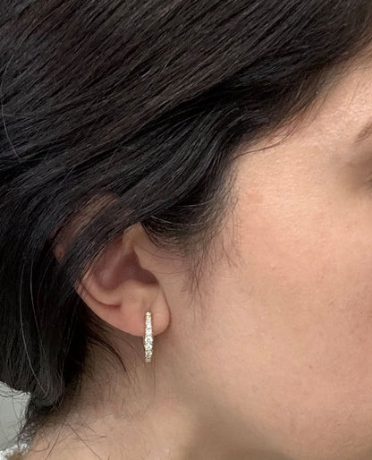 Allison Kaufman 14K Yellow Gold Oval Hoop Earrings with Diamonds