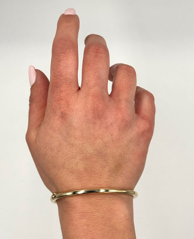 14K Yellow Gold Solid Hinged Bangle Bracelet 3.6mm