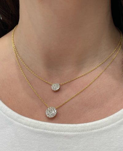 Allison Kaufman 14K Yellow Gold Diamond Circle Pendant Necklace 1.00 Carats