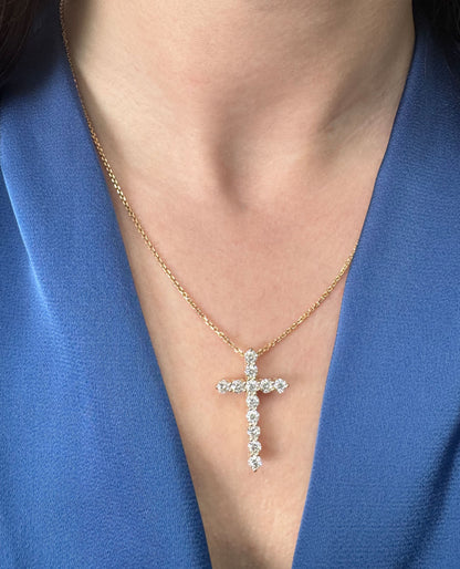 14K Yellow Gold Diamond Cross