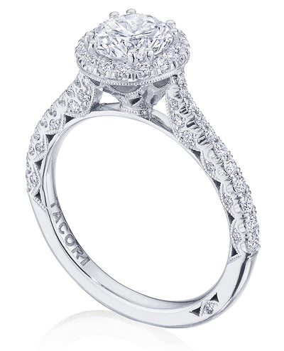 Tacori HT2571 Round Petite Crescent Platinum Engagement Ring Setting