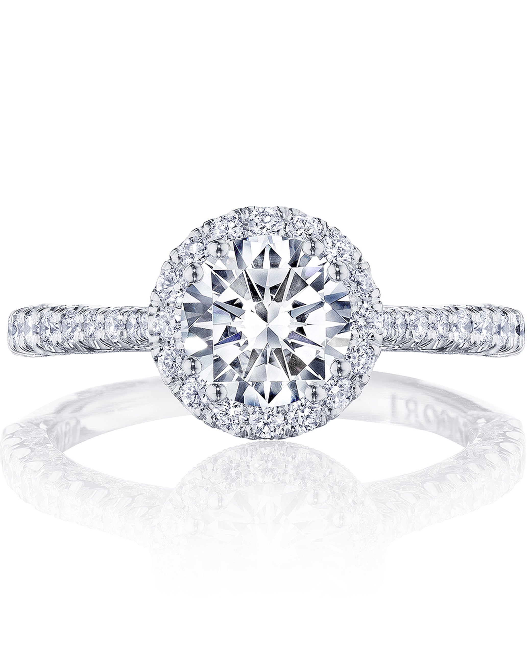 Tacori HT2571 Round Petite Crescent Platinum Engagement Ring Setting