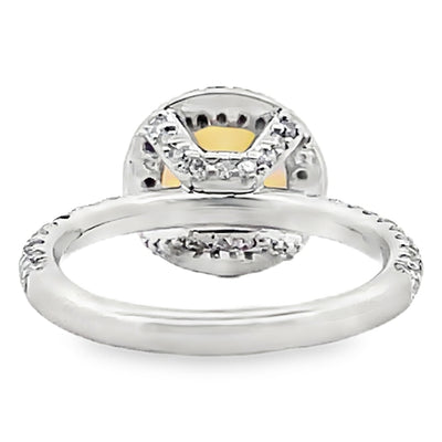 Platinum Ring with Round Opal 1.39 carats & Diamonds 1.00 carats