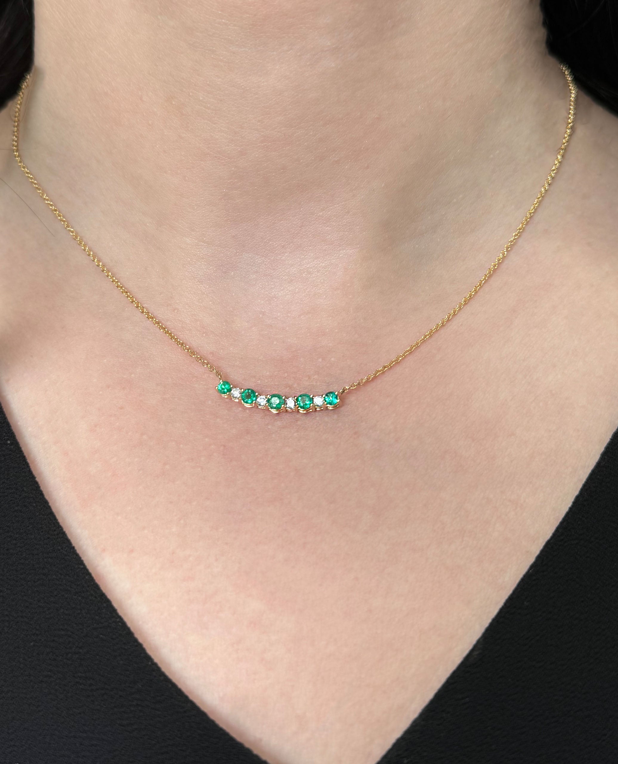 Allison Kaufman 14K Yellow Gold Emerald & Diamond Necklace