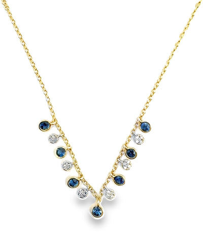 Meira T. N11961/YS 14K Yellow Gold Diamond and Sapphire Layering Necklace