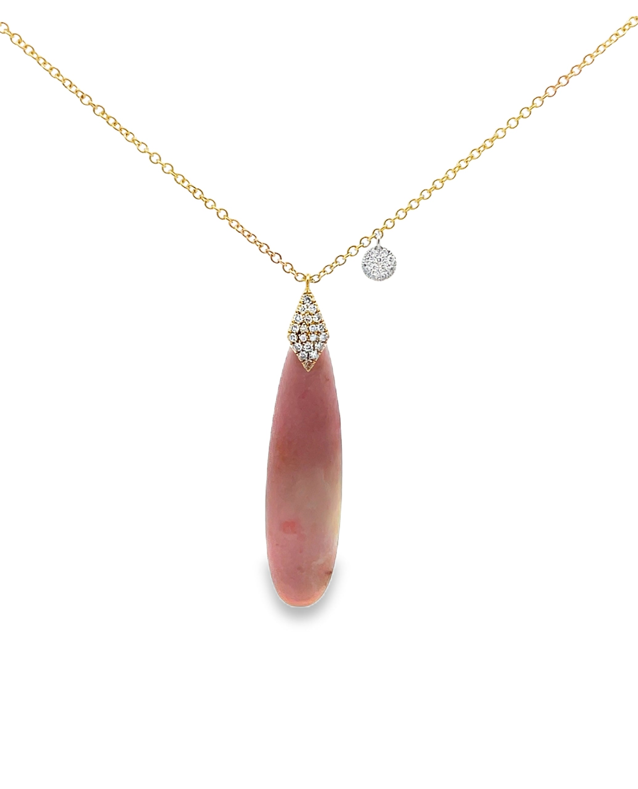 Meira T. 14K Yellow Gold Pink Opal and Diamond Necklace