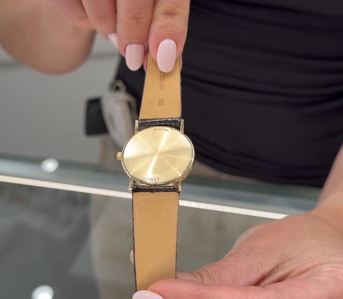 Pre-Owned Omega DeVille 14K Yellow Gold Watch, Round Dial with New Genuine Lizard Band