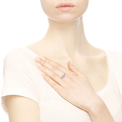 Pandora 191040WCP Sterling Silver Ring Luminous Love Knot, White Crystal Pearl