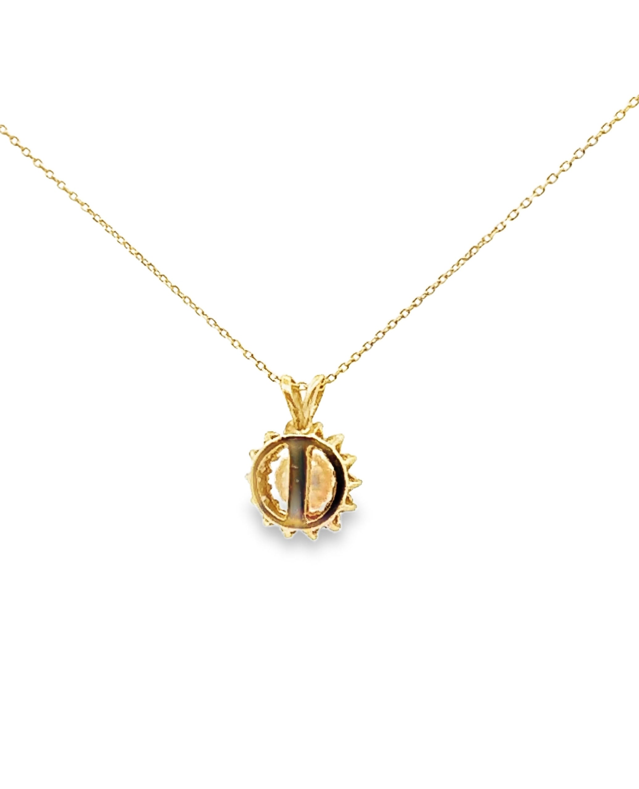 14K Yellow Gold Pearl & Diamond Pendant Necklace