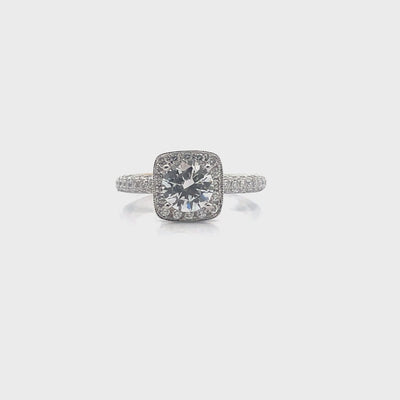 Kirk Kara SS6934-R Carmella 18K White Gold Hand Engraved Engagement Ring with Round Diamonds