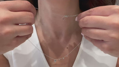 Meira T N12078 14K White Gold Diamond and Blue Sapphire Hamsa Necklace