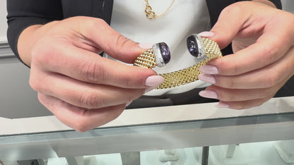 Marcello Pane BRFO 228AM Sterling Silver Bangle Bracelet with Yellow Gold Overlay