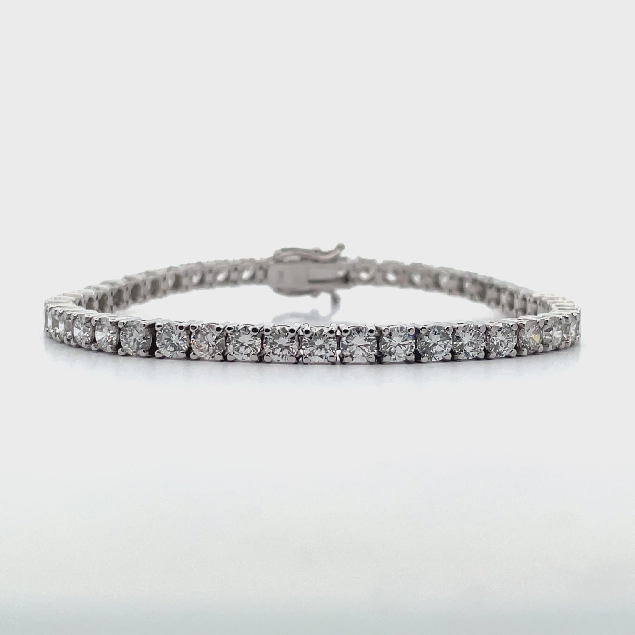 14K White Gold Tennis Bracelet with 47 Lab Grown Round Diamonds 8.73 Carats