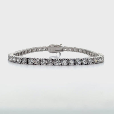14K White Gold Tennis Bracelet with 47 Lab Grown Round Diamonds 8.73 Carats