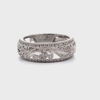 Kirk Kara KF1010DP-B 18K White Gold Angelique Diamond Ring Band 0.41 Carats