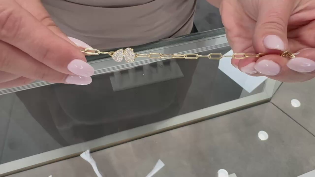 Načíst video: 14K Yellow Gold Paperclip Bracelet with Diamonds 0.51 Carats