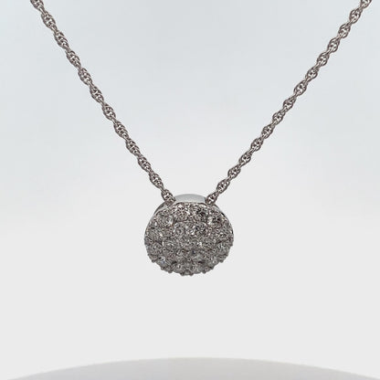 Allison Kaufman 14K White Gold Circular Pendant Necklace with Diamonds 1.00 Carat