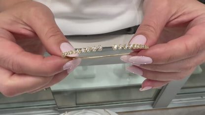 14K Yellow Gold Soft Cuff Diamond Bangle Bracelet