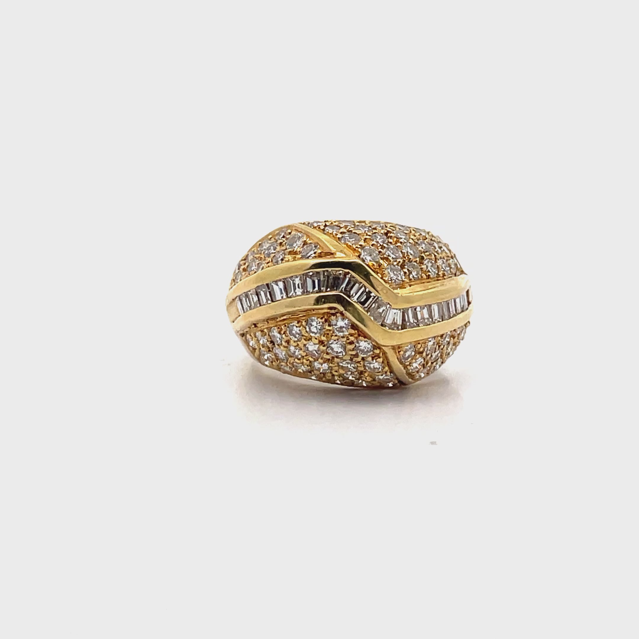 Load video: Vintage Dome Ring Set in 18K Yellow Gold with 1.90 Carats of Diamonds