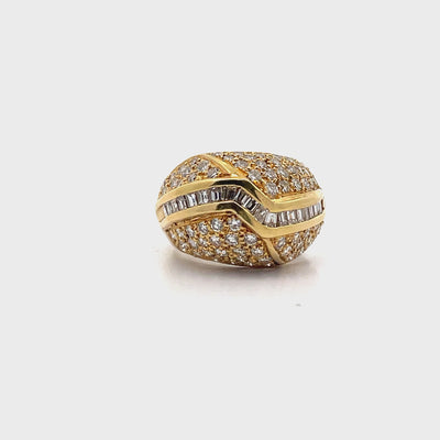Vintage Dome Ring Set in 18K Yellow Gold with 1.90 Carats of Diamonds