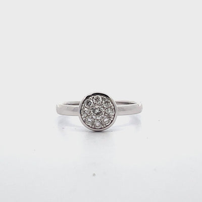 18K White Gold Stackable High Polish Ring with Round Diamonds