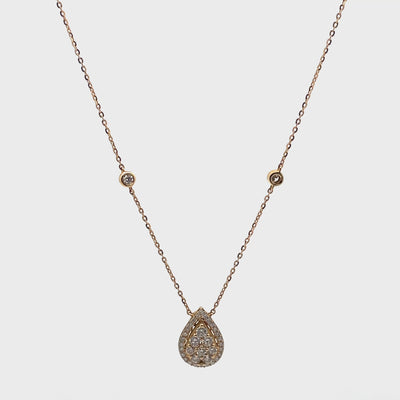 18K Yellow Gold Pear Shaped Necklace with Diamonds