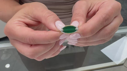 14K Yellow Gold Malachite & Diamond Ring