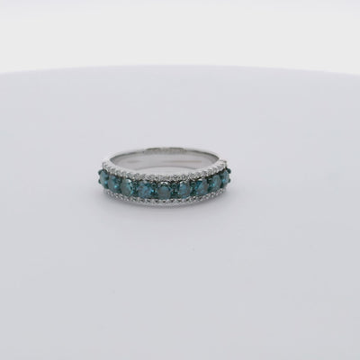 Allison Kaufman 14K White Gold Diamond Band with Blue Diamonds