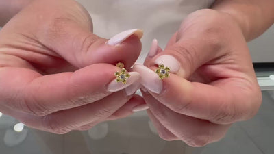 14k Yellow Gold Birthday Flower Earrings with Five Petals - November with Screwbacks