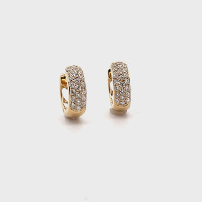 18K Yellow Gold 0.62 Carat Diamond Huggie Hoop Earrings