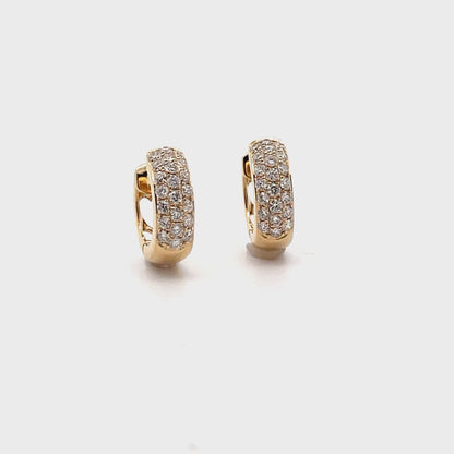 18K Yellow Gold 0.62 Carat Diamond Huggie Hoop Earrings