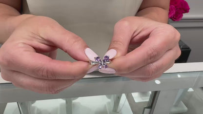 14K White Gold Amethyst Butterfly Ring