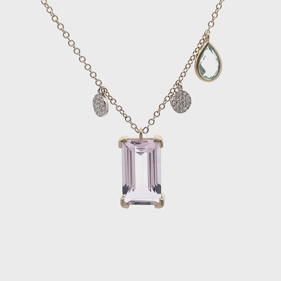 Meira T N16411/YA 14K Yellow Gold Amethyst, Blue Topaz and Diamond Pendant Adjustable Necklace