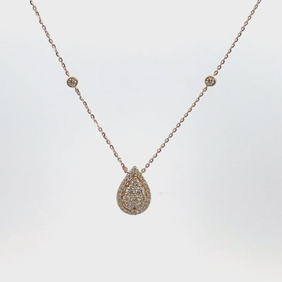 18K Yellow Gold Pear Shaped Necklace with Diamonds
