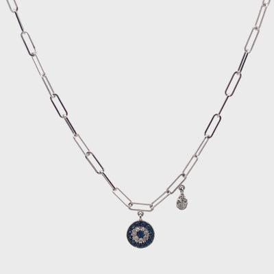 Meira T N13062 14K White Gold Evil Eye Paperclip Necklace