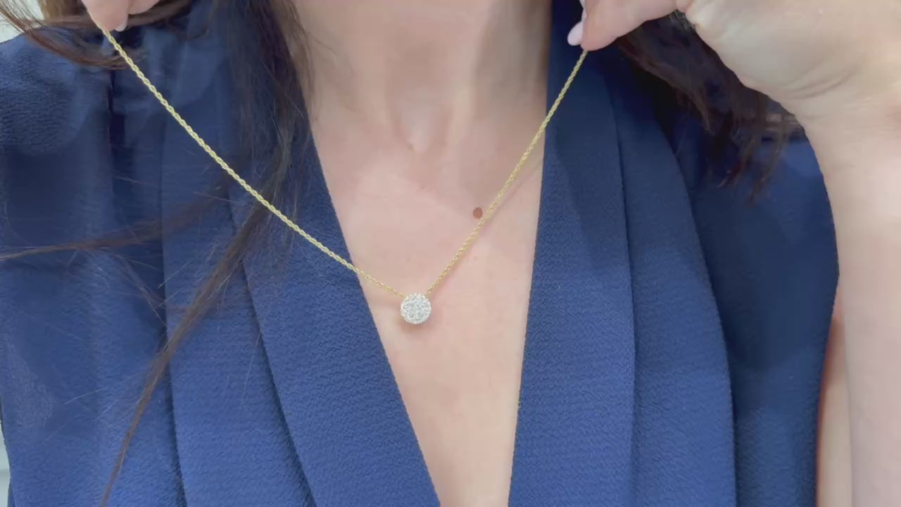Allison Kaufman 14K Yellow Gold Diamond Circle Pendant Necklace 0.50 Carats