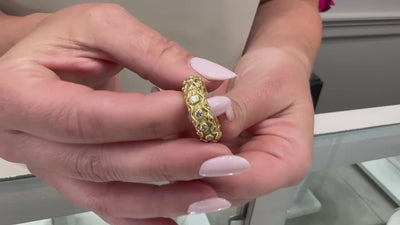 18K Yellow Gold Band with Diamonds- Size 7