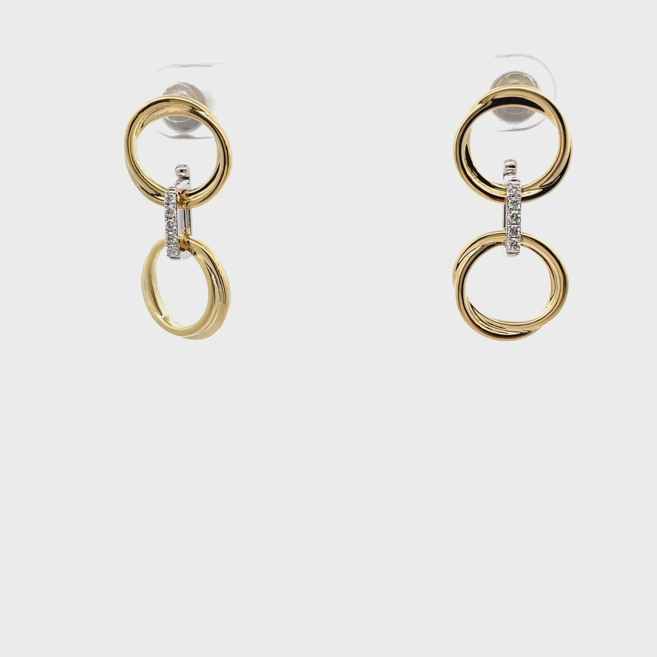 Load video: Simon G. LE4898 18K Two tone Gold Diamond Dangle Earrings