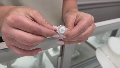 Starburst Ring with South Sea Pearl in 14K White Gold