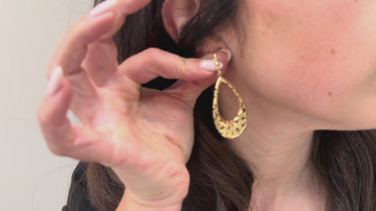 14K Yellow Gold Large Teardrop Earring