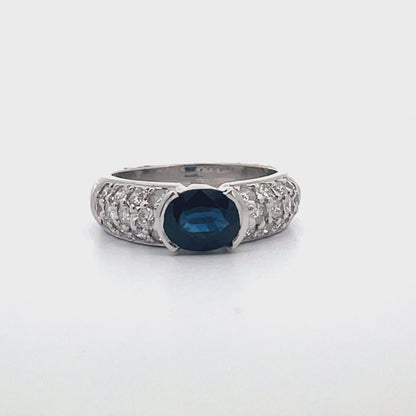 Sapphire Ring with 0.98 Carats of Diamonds
