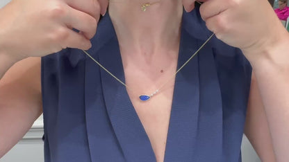 Meira T N14844/YO 14K Yellow Gold Dark Blue Opal with Diamonds