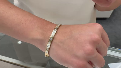 Allison Kaufman 14K Yellow Gold Geometric Bangle Bracelet with Diamonds